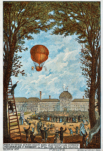 Перший політ повітряної кулі з братами Роберами і Жаком Шарлем в 1783 році.