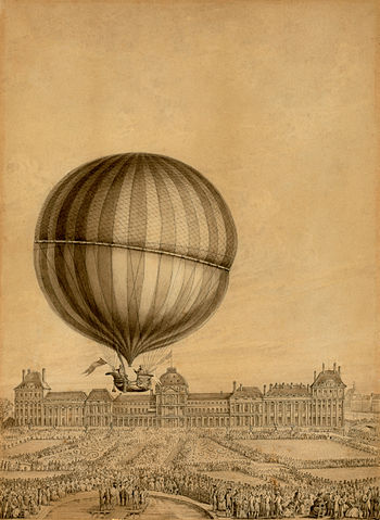 Початок польоту кулі з братами Роберами та Жаком Шарллем в Тюїльрі, 1 грудня 1783.